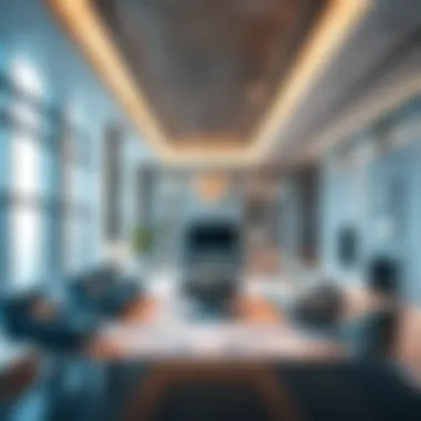 Interior design showcase of a luxurious office space in the Crystal Blue Tower