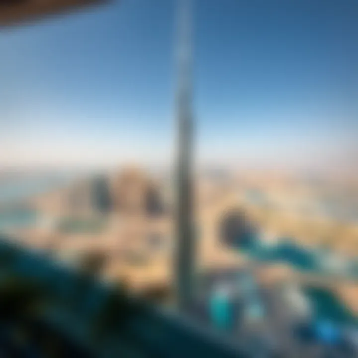 Panoramic skyline view from the top floors of the Crystal Blue Tower overlooking Dubai