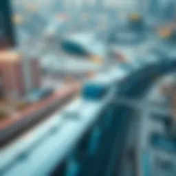 Aerial view of Dubai Metro line showcasing its modern design