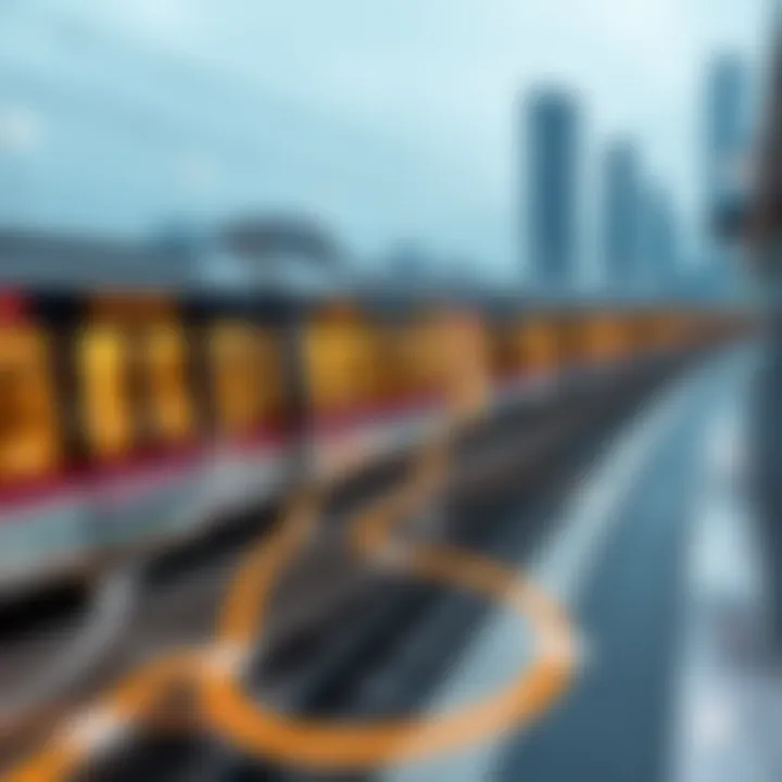 Map of Dubai Metro lines illustrating connectivity between districts