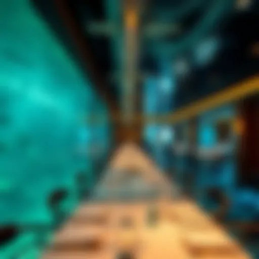 Panoramic view of an underwater dining experience in Dubai