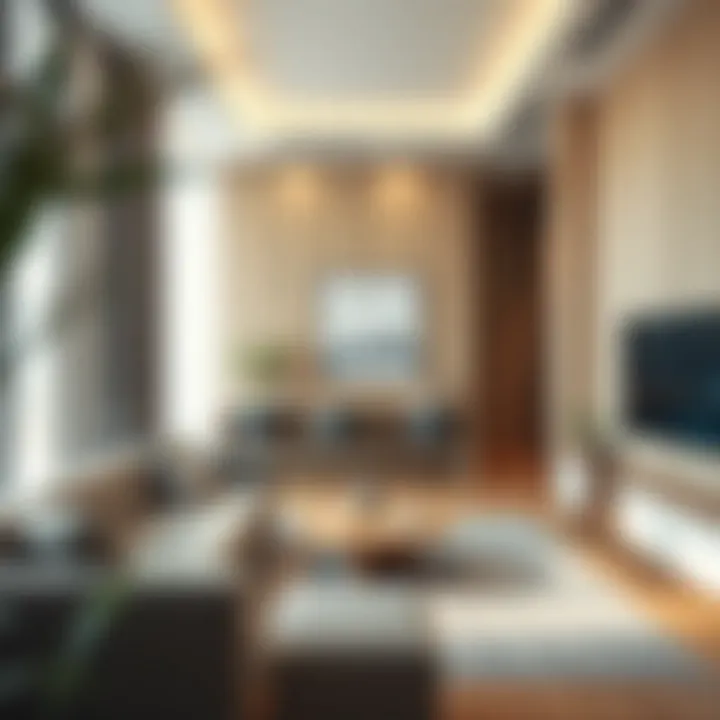 Interior space of a sustainable unit featuring eco-friendly materials and design