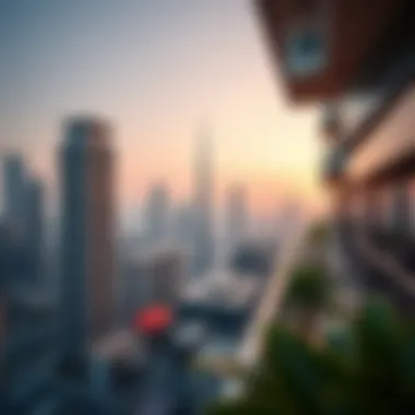 High-Rise Apartments in Downtown Dubai High-rise apartments in Downtown Dubai with city skyline