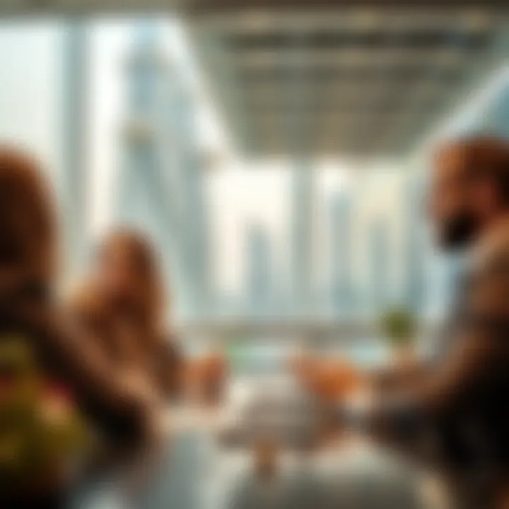 Investors Analyzing Market Trends in Dubai Real Estate Investors analyzing real estate market trends