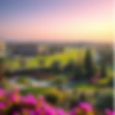 Landscape view capturing the harmonious blend of golf course and luxurious residences