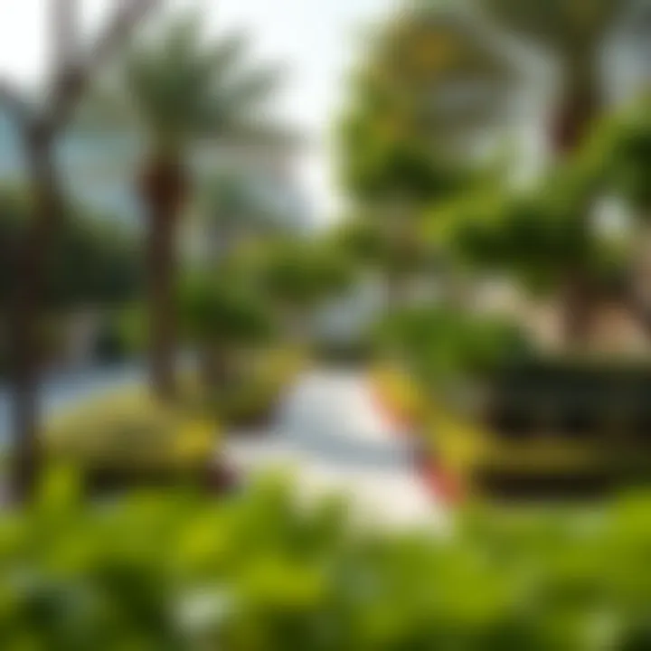 Community park in Green Land Al Nahda with lush greenery