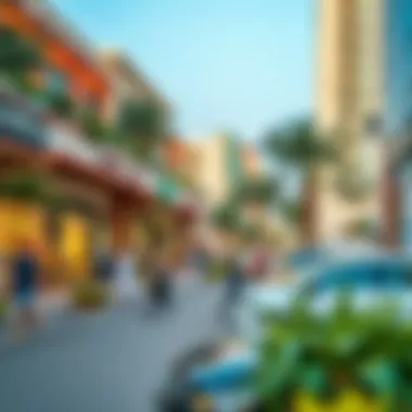 Vibrant Streetscape of Green Land Al Nahda Vibrant streetscape of Green Land Al Nahda with retail options