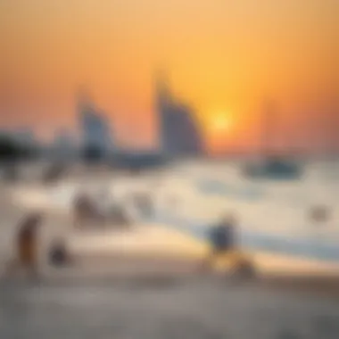Leisure and Recreation at Jumeirah Bay Beach Visitors enjoying recreational activities at Jumeirah Bay Beach