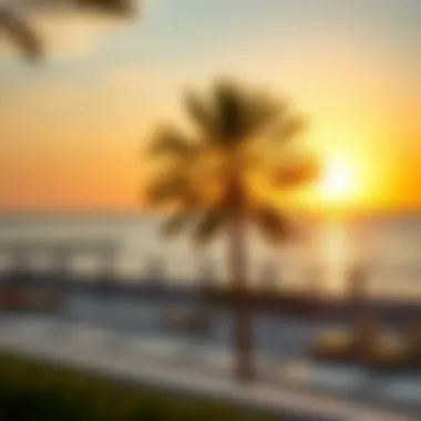 Sunset Serenity at Jumeirah Bay Beach Breathtaking view of Jumeirah Bay Beach at sunset