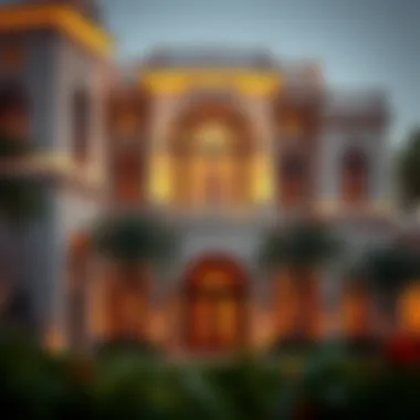 Architectural Elegance of Jumeirah Zabeel Saray Villas Luxurious exterior view of Jumeirah Zabeel Saray Villas showcasing intricate architectural details