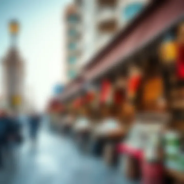 Vibrant market scene near the Deira waterfront, showcasing local crafts and goods.