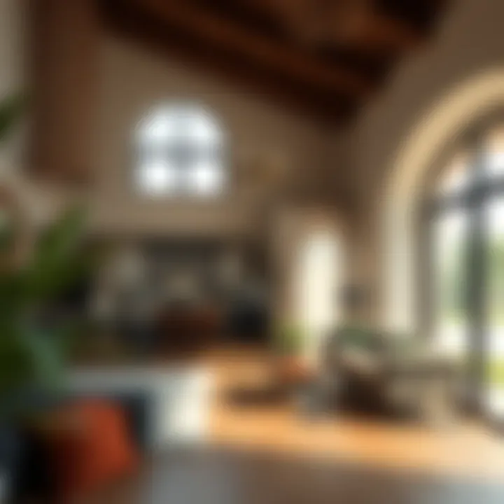 Luxurious Interior of a Farmhouse Interior of a luxurious farmhouse showcasing modern decor