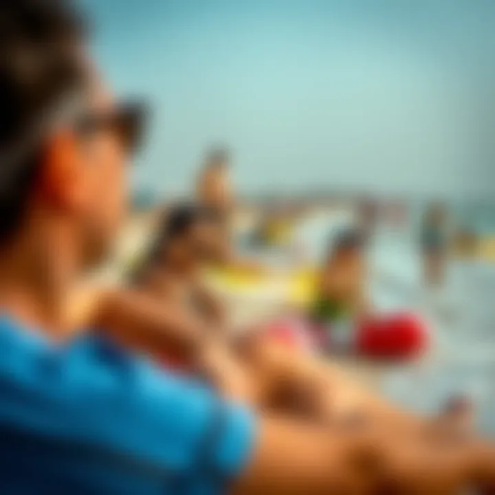 Visitors enjoying various recreational activities at Mamzar Beach