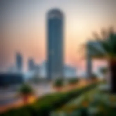 Landscape view highlighting the strategic location of Marble Arch Tower in Business Bay