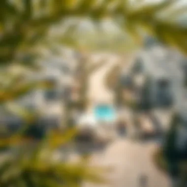 Aerial view of the community amenities surrounding Meydan South Villas