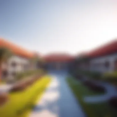 Extravagant school campus showcasing modern architecture and lush landscaping