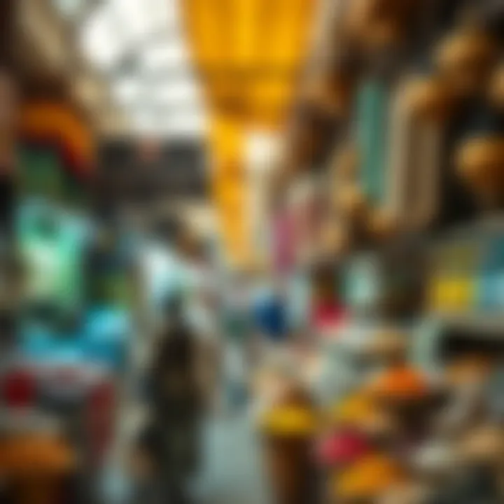 A bustling market scene with diverse products being showcased in Naif Souk