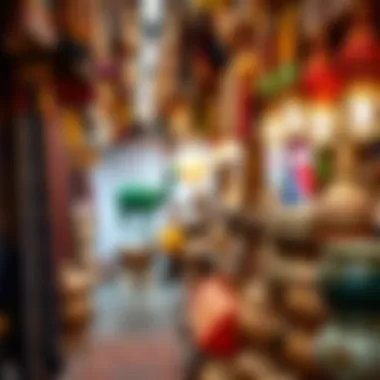 Colorful displays of traditional handicrafts and textiles available at Naif Souk