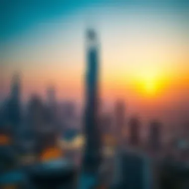 Opal Tower in Dubai Skyline Aerial view of Opal Tower within the Dubai skyline at sunset