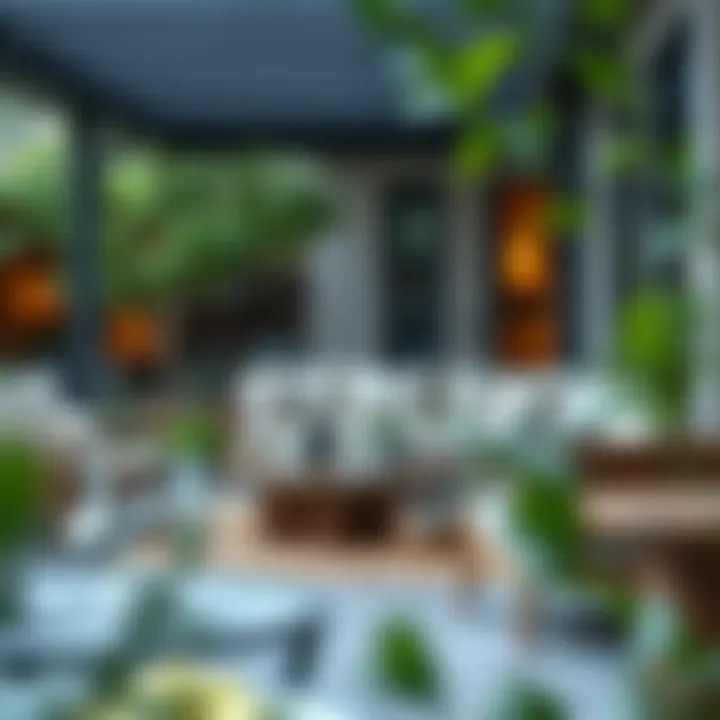 Cozy Outdoor Living Space A cozy outdoor seating area in a park residence, blending comfort with nature