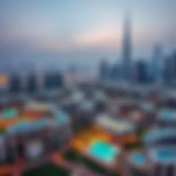 Aerial view of Dubai's skyline showcasing luxury properties