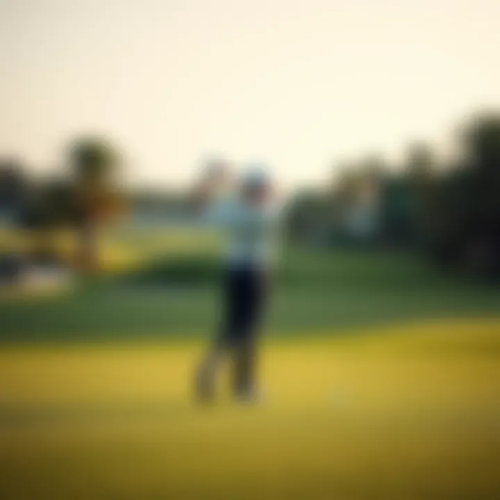 A golfer poised to tee off on an impeccably maintained fairway