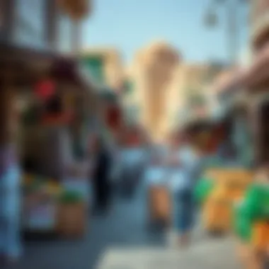 The Bustling Market Scene in Deira The bustling market scene in Deira, highlighting commercial activity