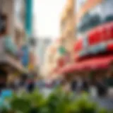 Vibrant retail storefronts in Deira, showcasing diverse shop options
