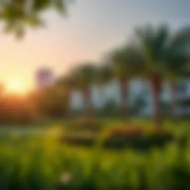 Park in Qusais highlighting surrounding green spaces