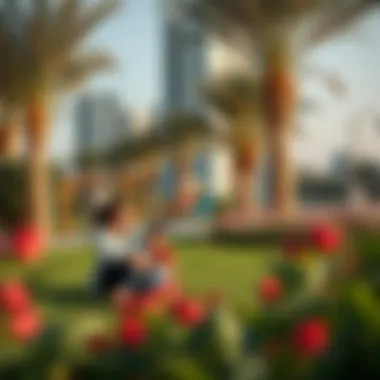 Recreational Spaces in Al Khail Gate A family enjoying parks and recreation in the neighborhood