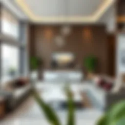 Luxurious shared villa living room showcasing modern design