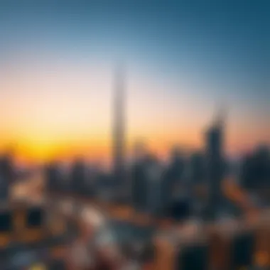 Dubai Skyline at Sunset Aerial view of Dubai's skyline at sunset