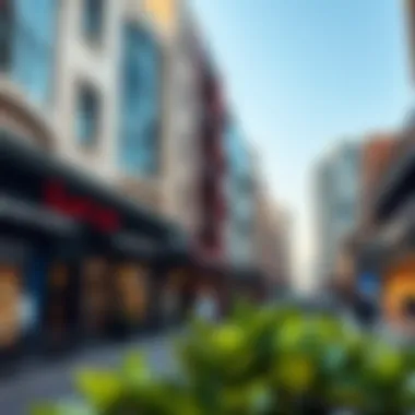 Commercial Hub of Soho Abu Dhabi Bustling commercial area with vibrant shops and cafes