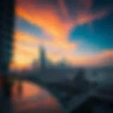 Stunning view of Soho Abu Dhabi skyline at sunset