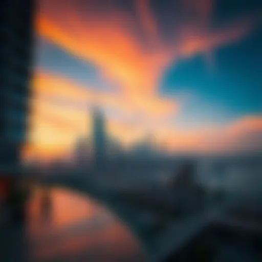 Stunning view of Soho Abu Dhabi skyline at sunset