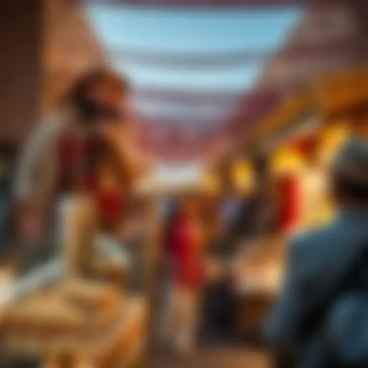 Tourists enjoying the unique offerings of Souk Al Marfa.