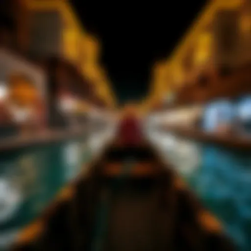 Traditional wooden abra boat navigating the waterways of Souk Madinat Jumeirah