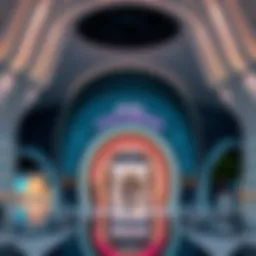 A breathtaking view of the Aya Universe entrance showcasing its futuristic architecture