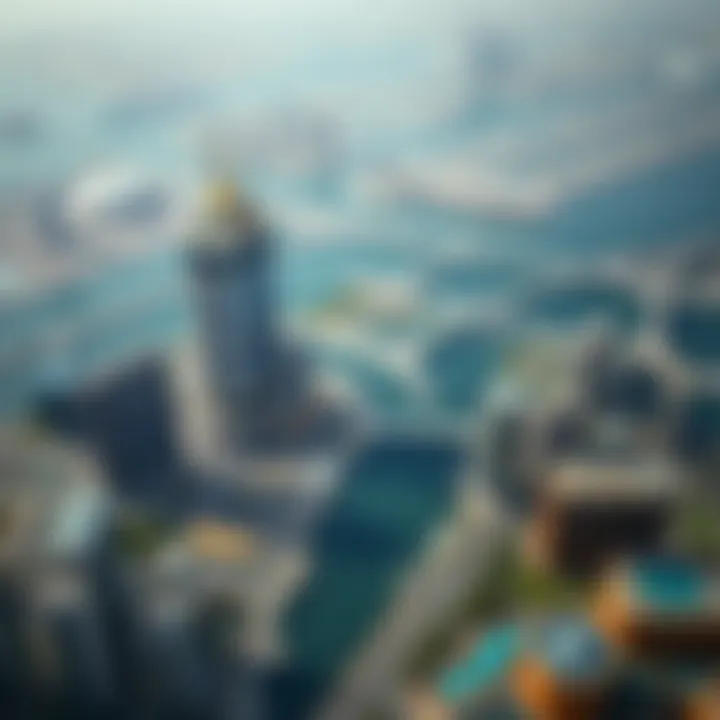 Aerial view of Business Bay showcasing the Bay Building