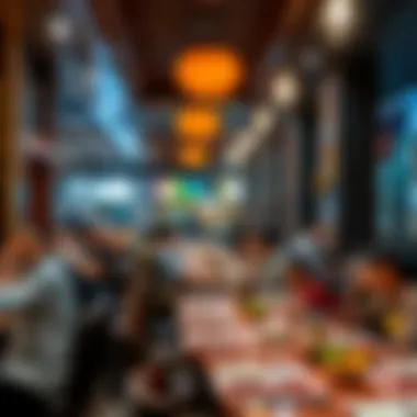 Lively Atmosphere of Indian Dining A bustling dining scene at a popular Indian restaurant