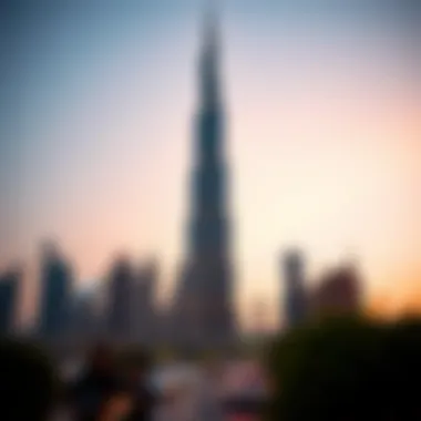 Stunning view of the Burj Khalifa at sunset