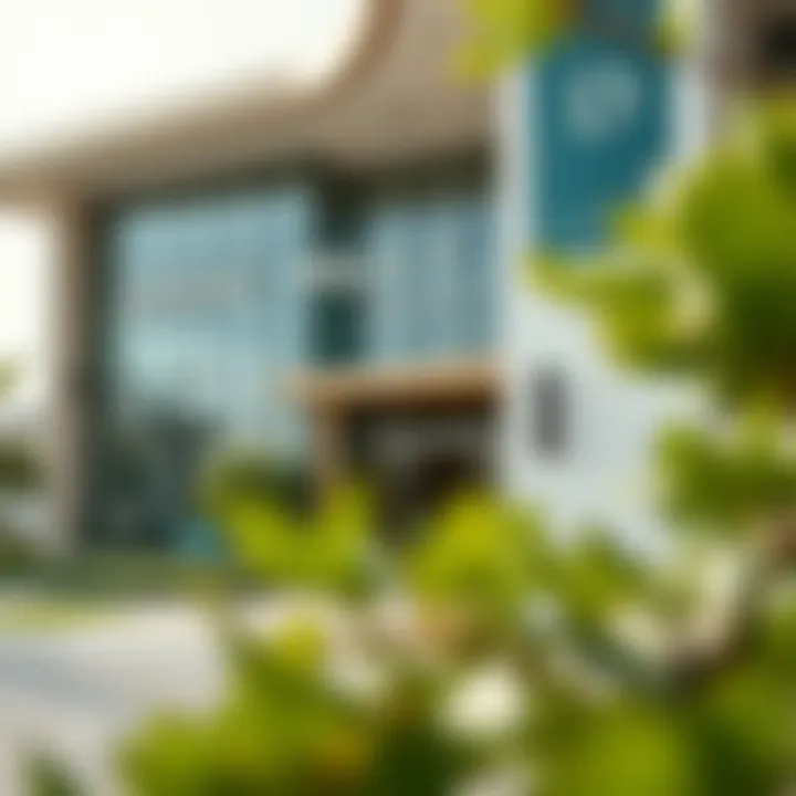 Exterior view of Damac Hills 2 sales office showcasing modern architecture