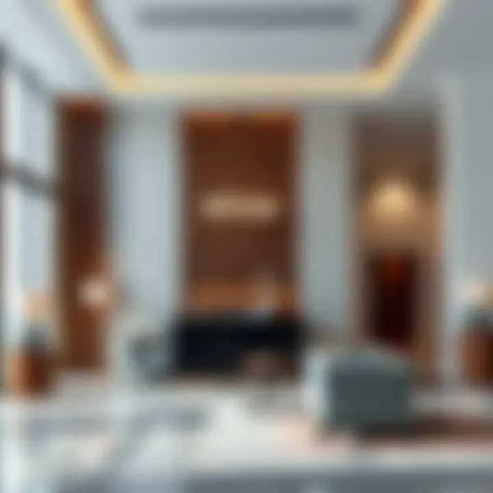 Interior layout of the Damac Hills 2 sales office highlighting design elements