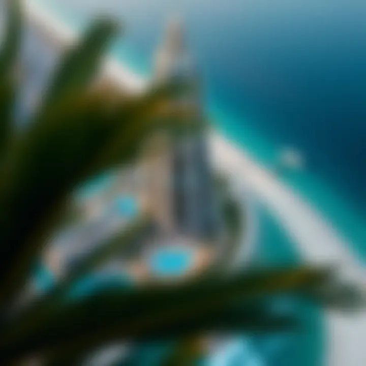 Aerial view of Dubai Palm Tower showcasing its architectural elegance