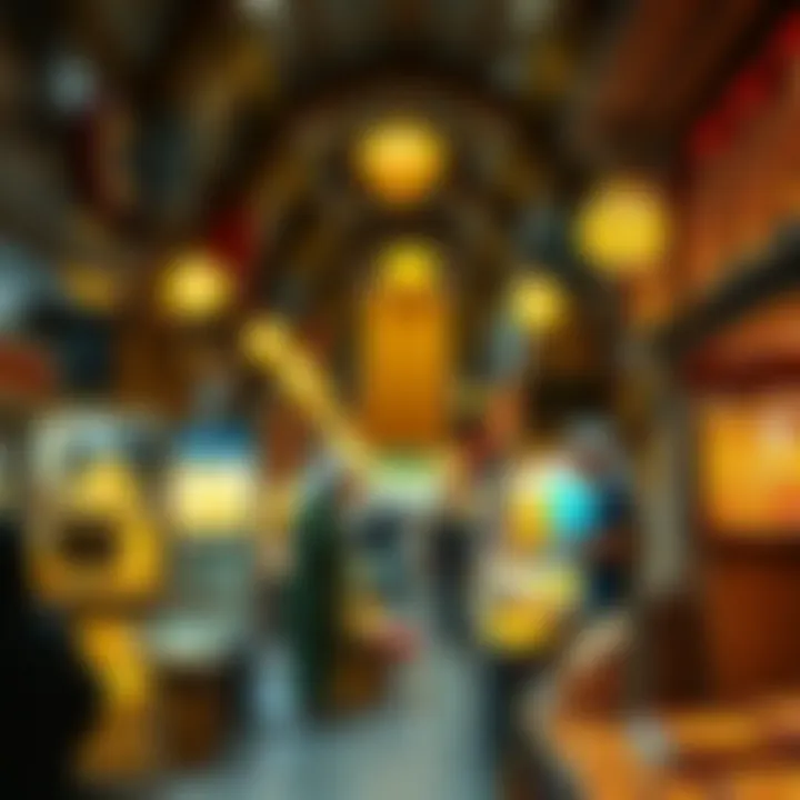 Vibrant Atmosphere of the Gold Marketplace A vibrant view of the bustling marketplace filled with gold traders