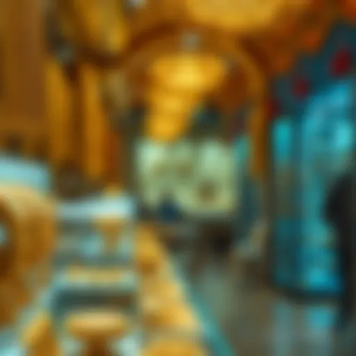 Golden jewelry displayed elegantly in the Gold Souk