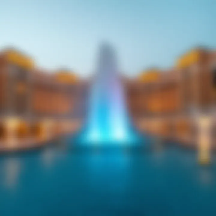 Dubai Fountain: A Spectacle of Water and Light The enchanting view of the Dubai Fountain dancing in unison