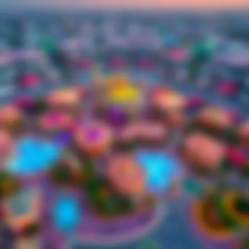 Aerial view of Dubai Parks and Resorts showcasing its vibrant attractions