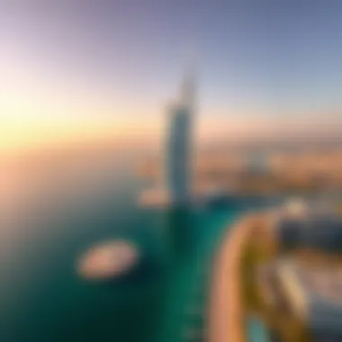 Aerial view of the Palm Jumeirah and the Palm Tower