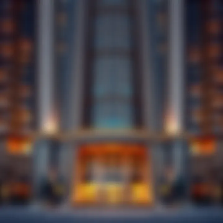 Architectural details of the Palm Tower façade